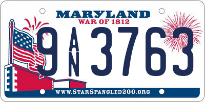 MD license plate 9AN3763