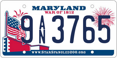 MD license plate 9AN3765