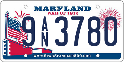 MD license plate 9AN3780