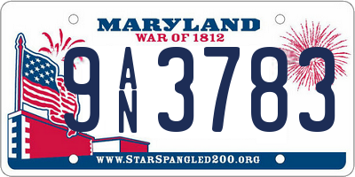 MD license plate 9AN3783