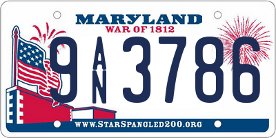 MD license plate 9AN3786