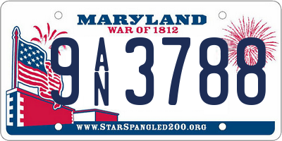 MD license plate 9AN3788