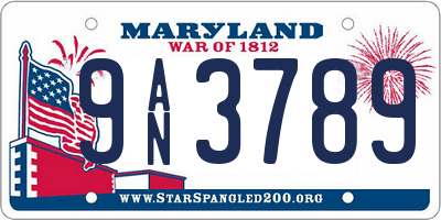 MD license plate 9AN3789