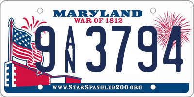 MD license plate 9AN3794