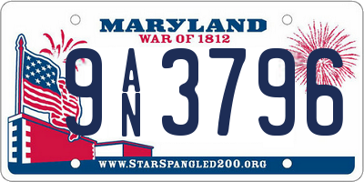 MD license plate 9AN3796