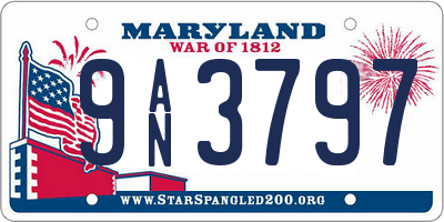MD license plate 9AN3797