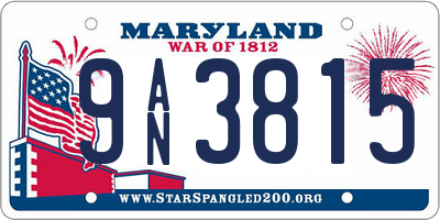MD license plate 9AN3815