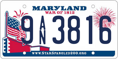 MD license plate 9AN3816