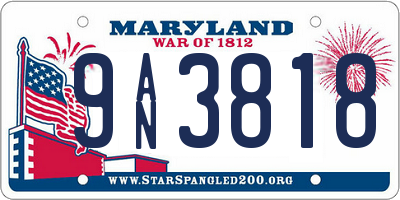 MD license plate 9AN3818