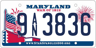 MD license plate 9AN3836