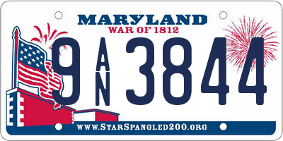 MD license plate 9AN3844