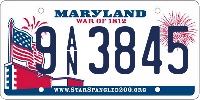 MD license plate 9AN3845
