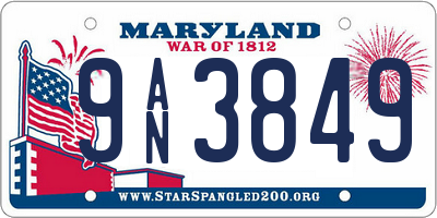 MD license plate 9AN3849