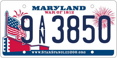 MD license plate 9AN3850