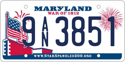 MD license plate 9AN3851