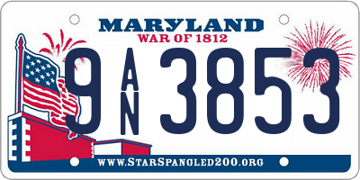 MD license plate 9AN3853