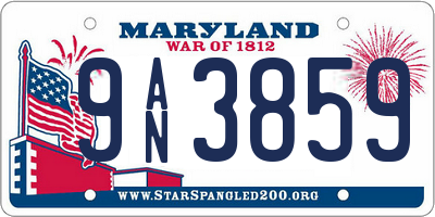 MD license plate 9AN3859