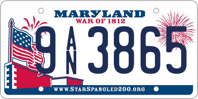 MD license plate 9AN3865