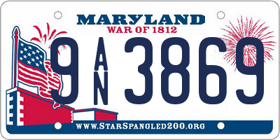 MD license plate 9AN3869