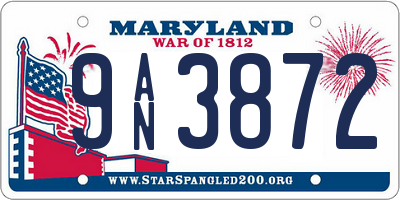 MD license plate 9AN3872