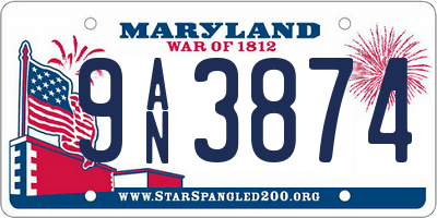 MD license plate 9AN3874