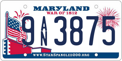 MD license plate 9AN3875