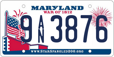 MD license plate 9AN3876