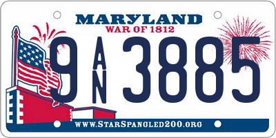MD license plate 9AN3885