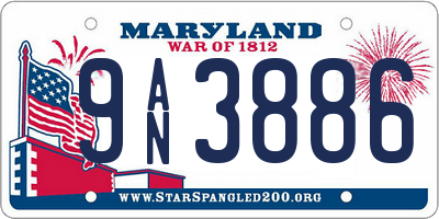 MD license plate 9AN3886