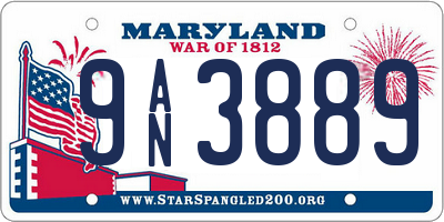 MD license plate 9AN3889