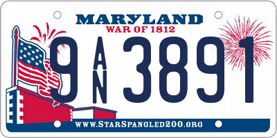 MD license plate 9AN3891