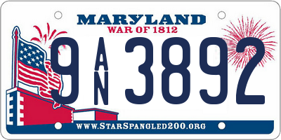 MD license plate 9AN3892