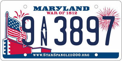 MD license plate 9AN3897