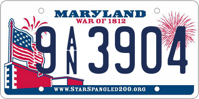 MD license plate 9AN3904