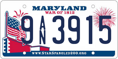MD license plate 9AN3915