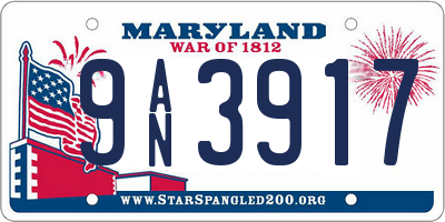 MD license plate 9AN3917