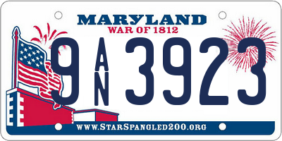 MD license plate 9AN3923