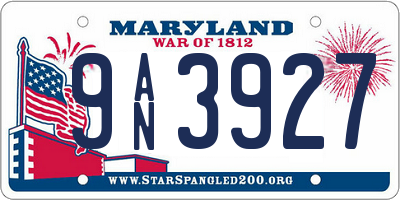 MD license plate 9AN3927
