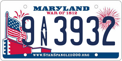 MD license plate 9AN3932