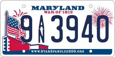 MD license plate 9AN3940