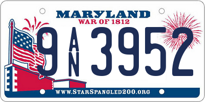 MD license plate 9AN3952