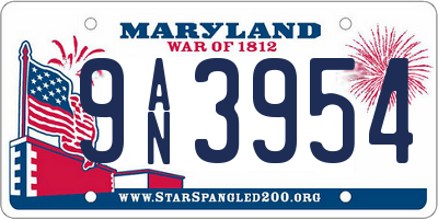 MD license plate 9AN3954