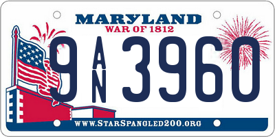 MD license plate 9AN3960