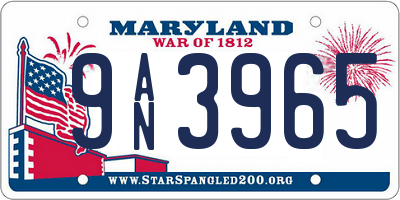 MD license plate 9AN3965