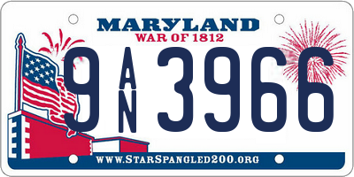 MD license plate 9AN3966