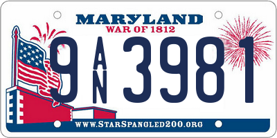 MD license plate 9AN3981