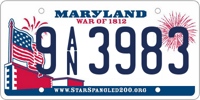 MD license plate 9AN3983