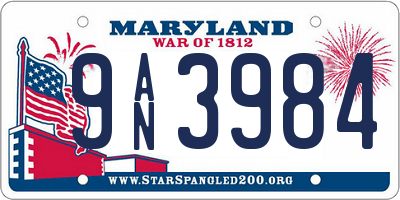 MD license plate 9AN3984