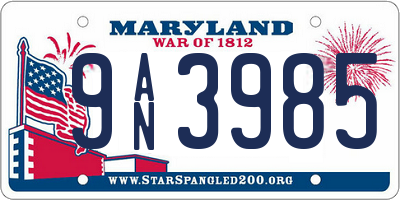 MD license plate 9AN3985