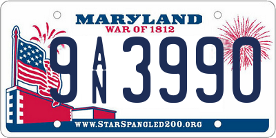 MD license plate 9AN3990